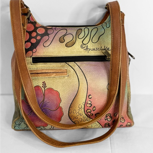Anuschka Hand Pained Floral Shoulder Bag - Picture 2 of 7